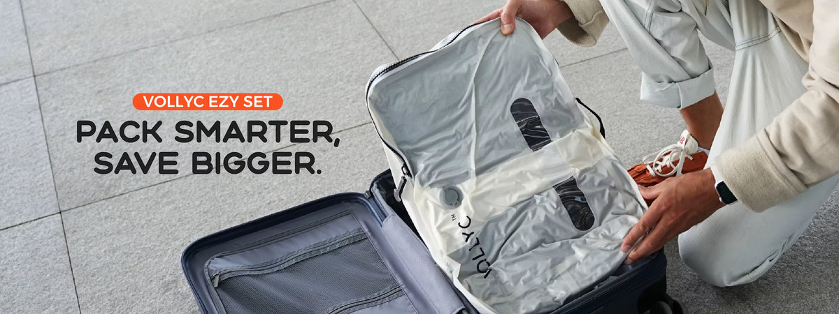 Lambe FLEXTAIL X VOLLYC EZYPACK - 25L Vacuum Storage Bag, Reusable Clothing Storage Bag, Travel Backpack Luggage Bag, 85% Compression