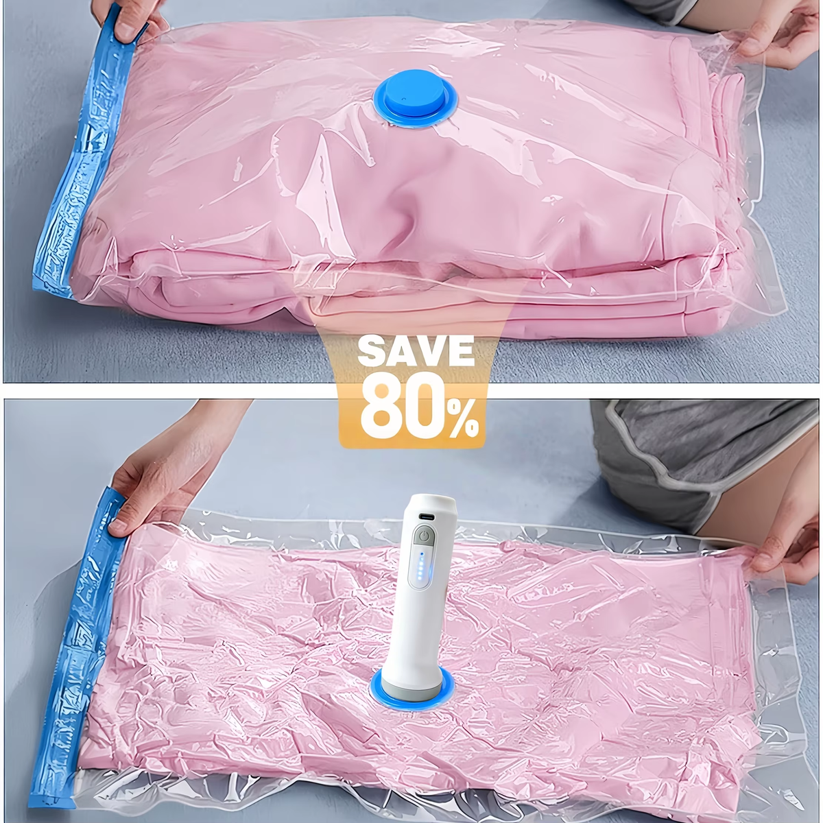 Lambe Vacuum Storage Bags 4pcs Set with USB Electric Pump,1500mAh Rechargeable Battery,Compression for Clothes Quilts Seasonal Storage