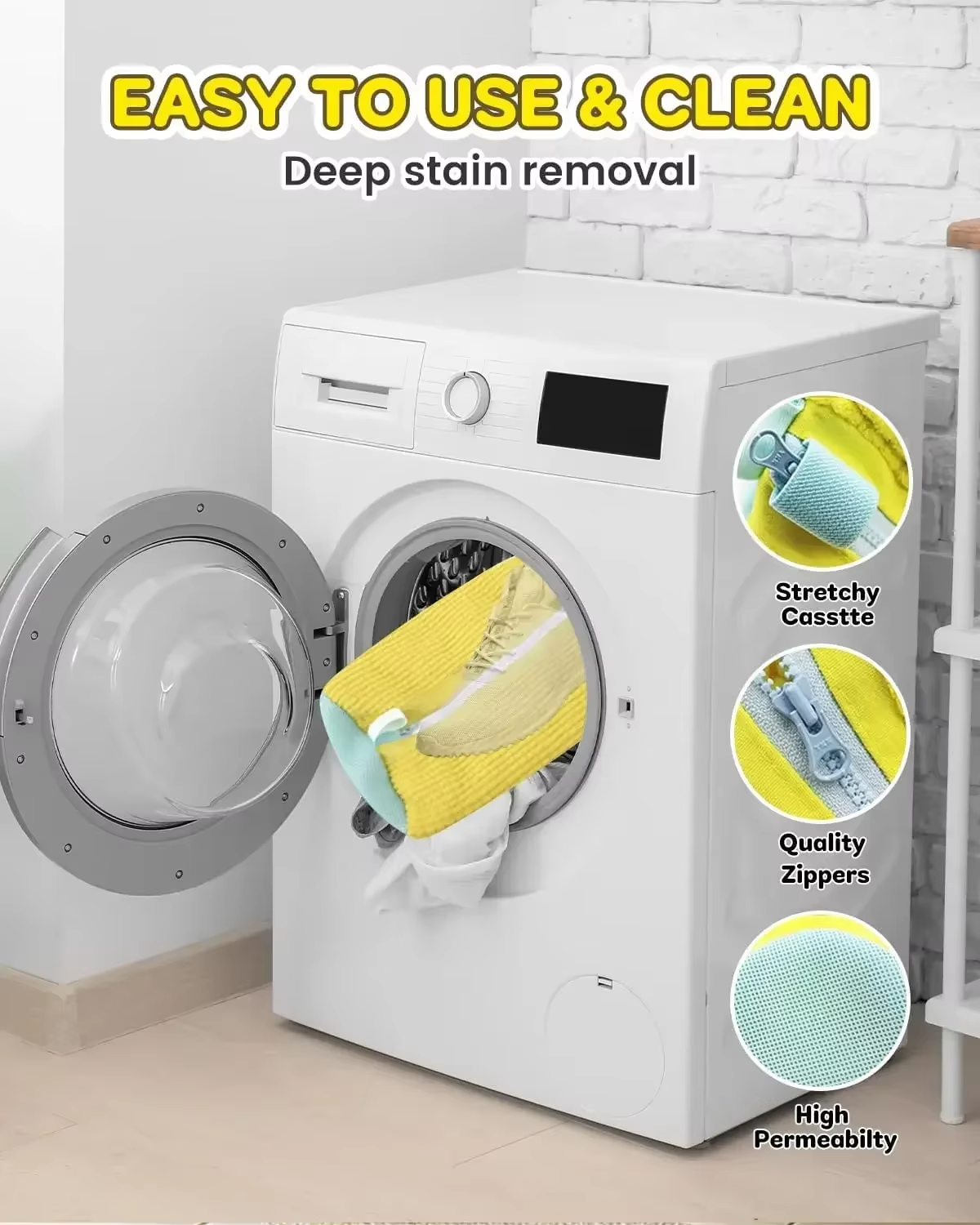 Lambe Machine Washable Shoe Washing & Drying Bag with Soft Fiber - Durable Polyester Laundry Protector for Shoes Adjustable Strap