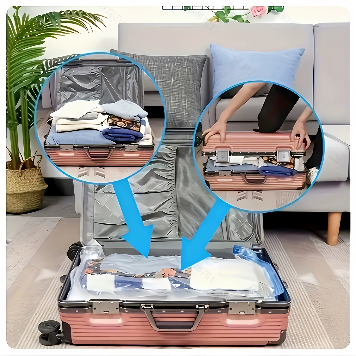 Lambe Vacuum Storage Bags 4pcs Set with USB Electric Pump,1500mAh Rechargeable Battery,Compression for Clothes Quilts Seasonal Storage