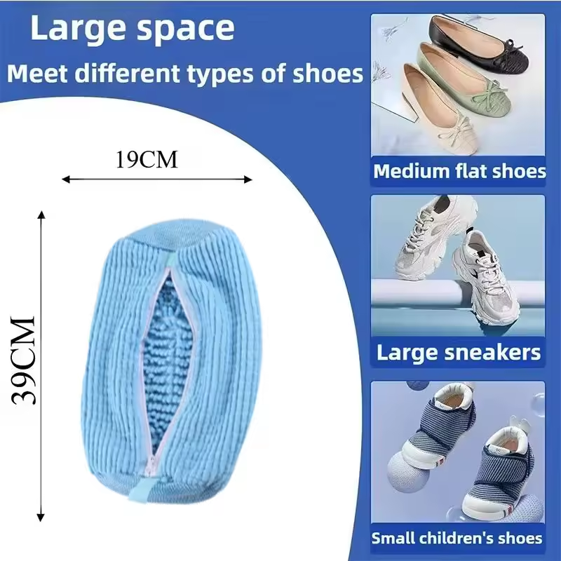 Lambe Machine Washable Shoe Washing & Drying Bag with Soft Fiber - Durable Polyester Laundry Protector for Shoes Adjustable Strap
