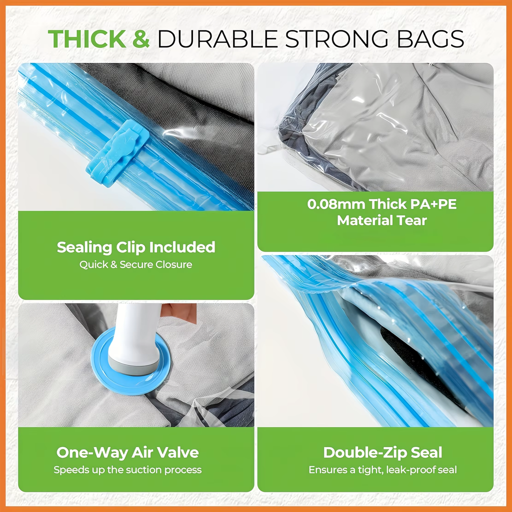 Lambe Vacuum Storage Bags 4pcs Set with USB Electric Pump,1500mAh Rechargeable Battery,Compression for Clothes Quilts Seasonal Storage