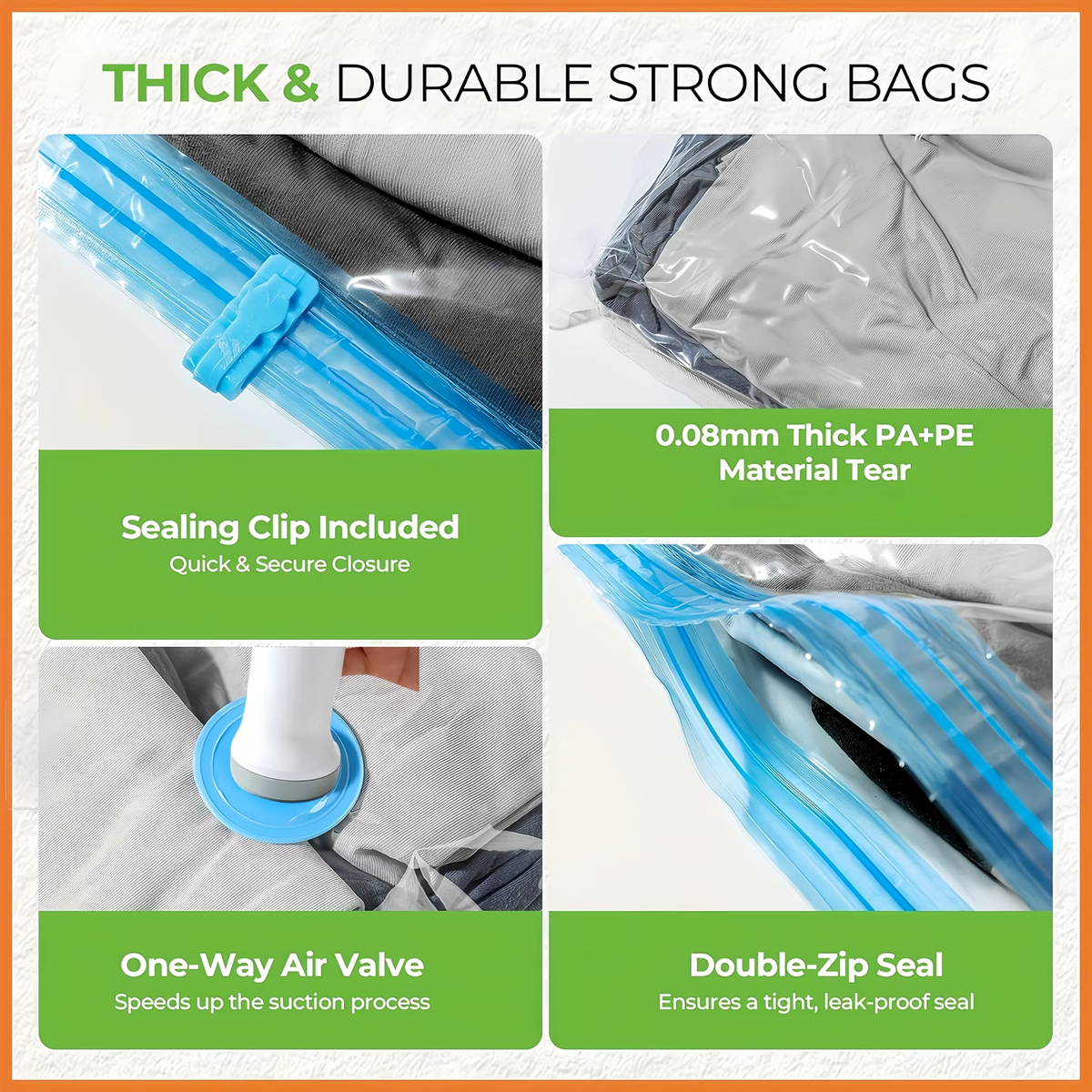 Lambe Vacuum Storage Bags 4pcs Set with USB Electric Pump,1500mAh Rechargeable Battery,Compression for Clothes Quilts Seasonal Storage