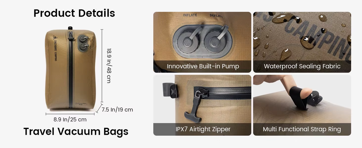 Lambe OneTigris Dryforce Pro Storage Bag Ultralight Vacuum Bags Nylon IPX7 Waterproof Automatic Inflate/Deflate Luggage Pack Bag
