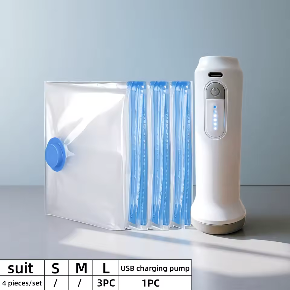 Lambe Vacuum Storage Bags 4pcs Set with USB Electric Pump,1500mAh Rechargeable Battery,Compression for Clothes Quilts Seasonal Storage