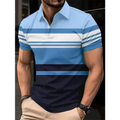 Enhanced men's clothing striped polo T-shirt, summer short-sleeved 3d printed street men's simple polo T-shirt, casual top