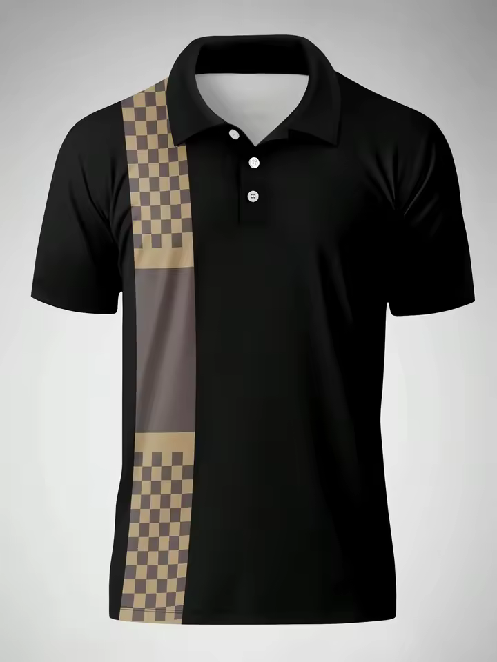 The new men's short-sleeved POLO shirt for summer 2025 features a casual fashionable and comfortable 3D striped pattern print